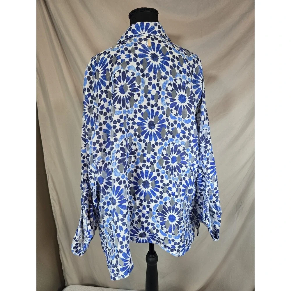 Ruby Rd Womens Blue Patterned Button Up 22W - Picture 5 of 8